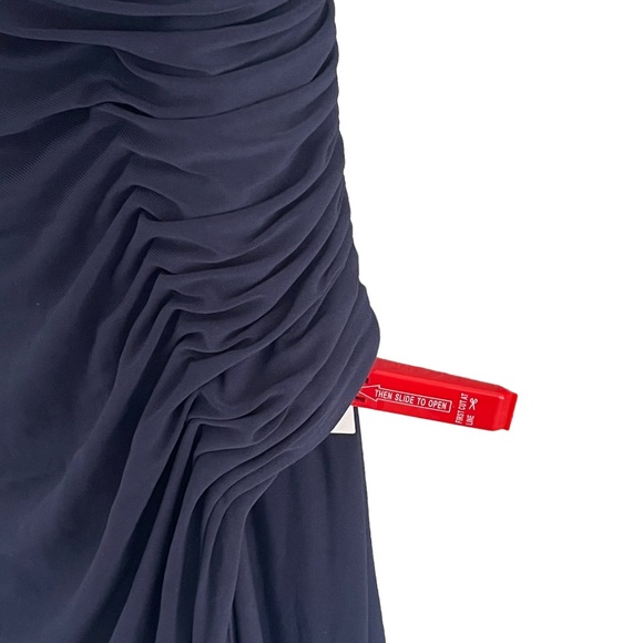 NEW MAC DUGGAL One Shoulder Midnight Blue Long Sleeve Jersey Gown size 6 - Picture 7 of 10